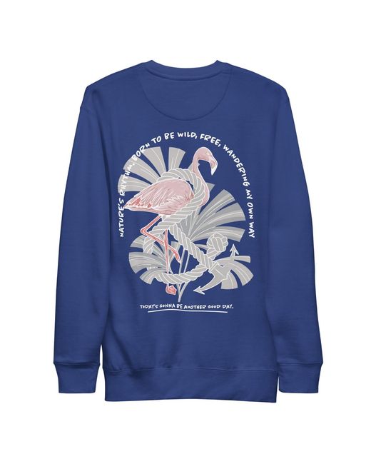 Anchor and Crew Blue Team Royal Flamingo Another Good Day Cotton Blend Sweatshirt