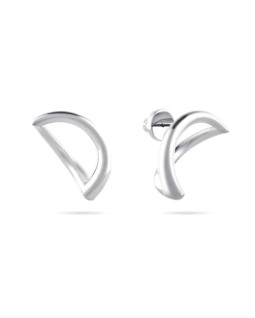Meulien Metallic Abstract Crescent Moon Earrings