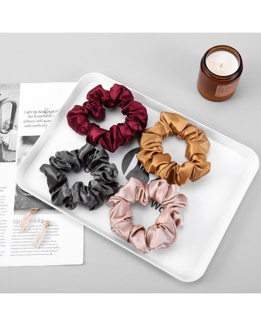 Soft Strokes Silk Blue Pure Mulberry Silk Regular Scrunchie Set Of Ten