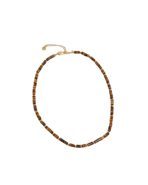 ADIBA Metallic Horizon Tiger Eye Stainless Steel Necklace