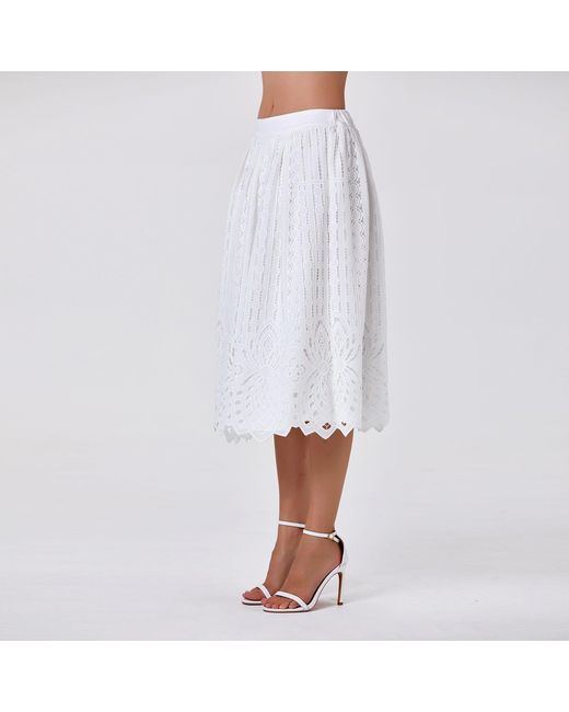 Smart and Joy Gray Jupe Midi En Coton Brodé