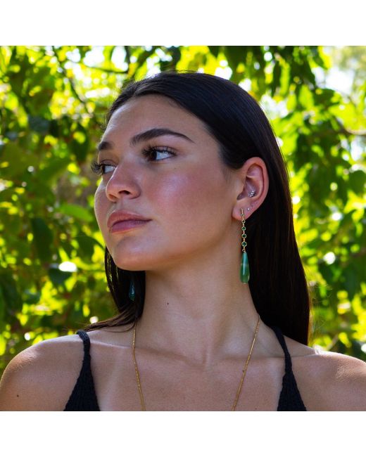 Ebru Jewelry Green Mystic Energy Jade Teardrop Earrings