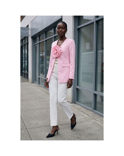 Modenaire Pink Sculptural Rose Blazer With Tailored Silhouette