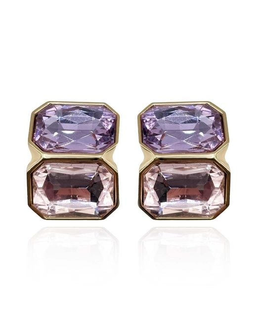 Michael Nash Jewelry Blue Clara Light Amethyst And Light Rose Double Stone Clip Earrings