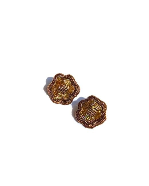 Simitri Brown Antique Bloom Mini Earrings