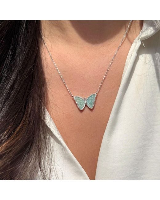 KAMARIA Blue Amazonite Butterfly Necklace With Crystals