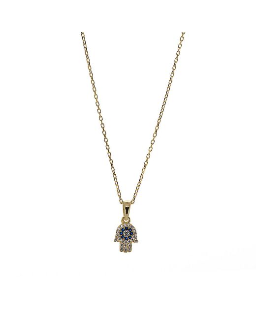 Ebru Jewelry Metallic Minimalist Hamsa Hand Gold Plated Necklace