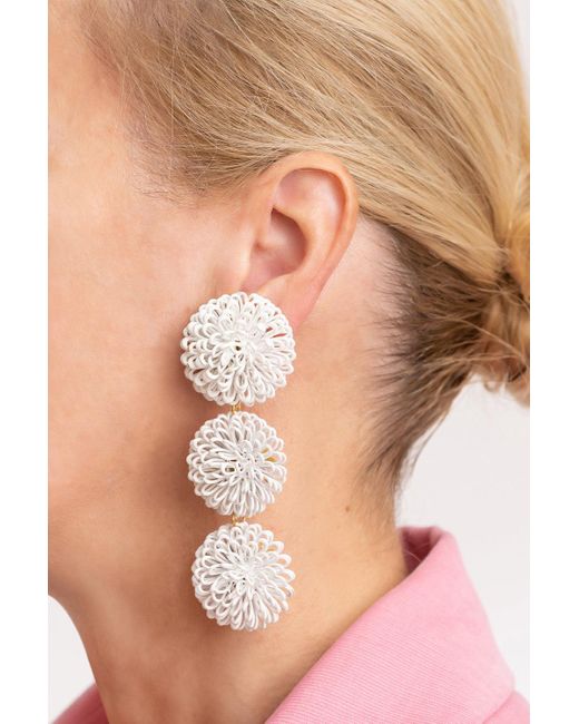 Pats Jewelry White Pompom Earrings