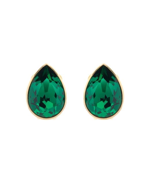 Emma Holland Jewellery Green Emerald Pear Crystal Clip Earrings