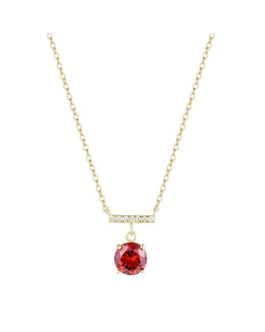KAMARIA Metallic Birthstone Solitaire & Crystal Bar Necklace