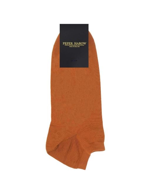 Peper Harow - Made in England Brown Oxford Stripe & Classic Burnt Trainer Socks Bundle for men