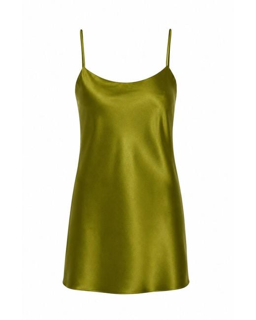 Lily Rou Green Mini Cami Silk Slip Dress