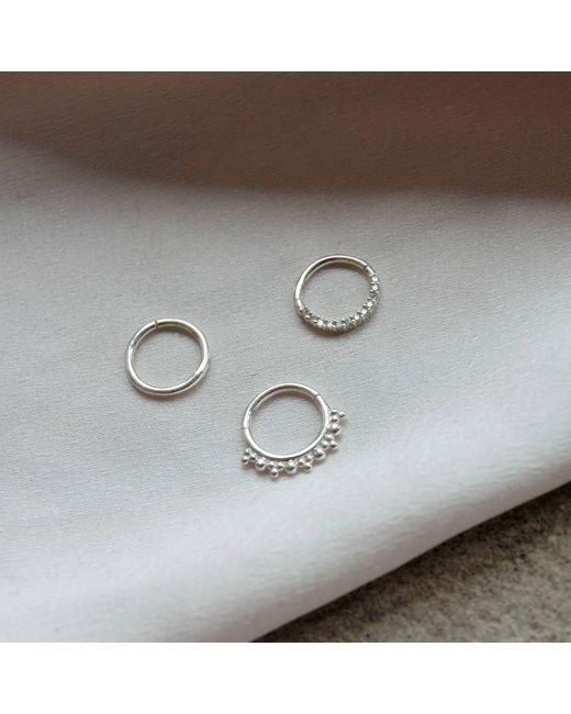 Zohreh Metallic Diamond Pavé Daith Hoop 9K