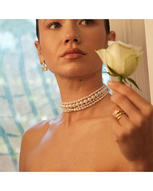 LINYA JEWELLERY Metallic Amour Multi Pearl Choker, Wedding Pendant