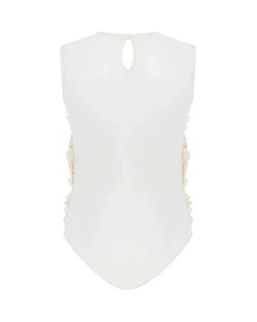 Nocturne White Tulle Body With Ruffle Detail-ecru