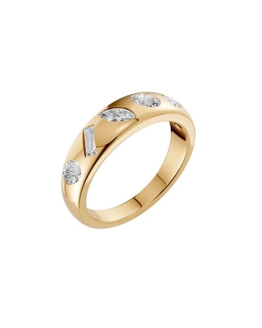 Aya Fine Jewelry Metallic Mixed Shape Lab Diamond Flush Set Geometric Statement Ring