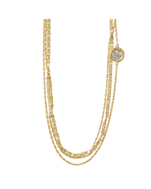 Alexie of Athens Metallic Yiayia Long Triple Chain Necklace