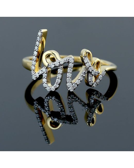 Artisan Metallic Diamond “Love” Script Ring