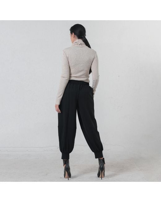 Metamorph Black Elastic Waist Harem Pants
