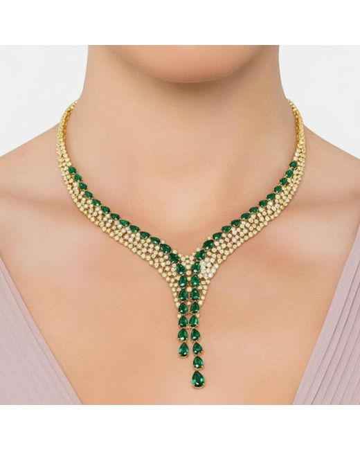 Latelita London Metallic Baroness Statement Necklace Emerald