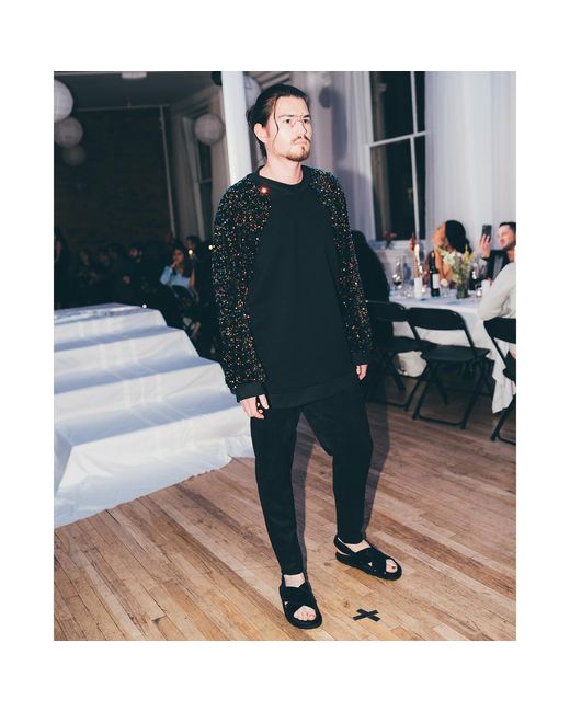 By Noa Rawitz Black Oversized Raglan Sleeve Sequins Sweater