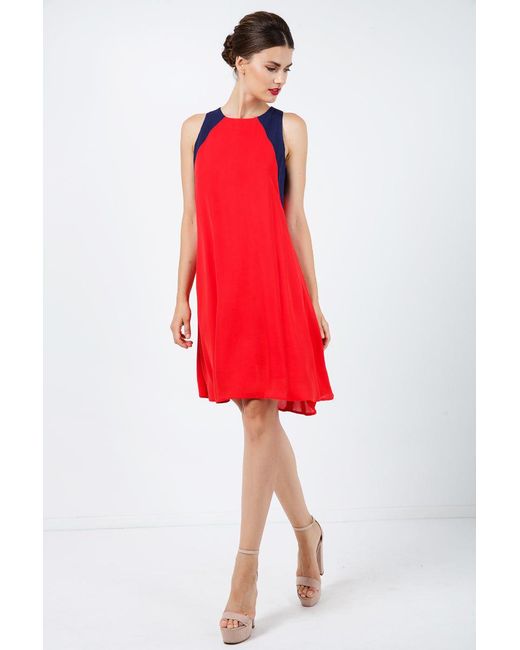 Conquista Red Sleeveless A Line Dress