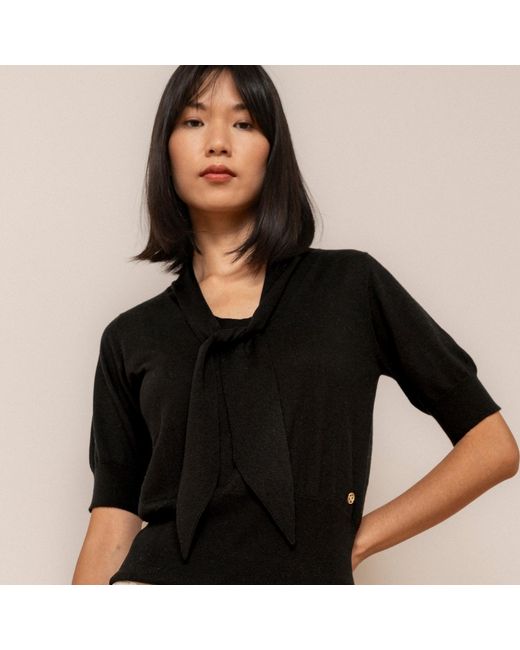 Bel Cashmere Black Kelly Thin Silk And Cashmere Sweater