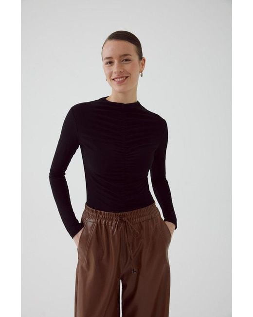 Exquise Blue Ruched Front Tulle Aglaia Blouse –