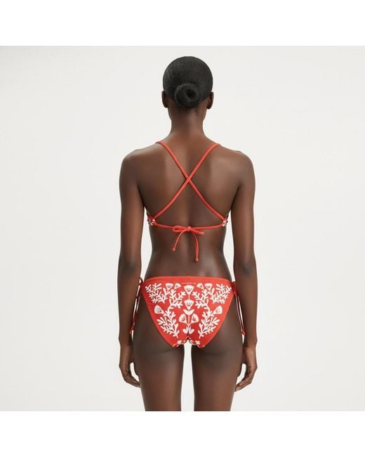 Jessie Zhao New York Red Coral Garden Reversible Tie Side Bottom