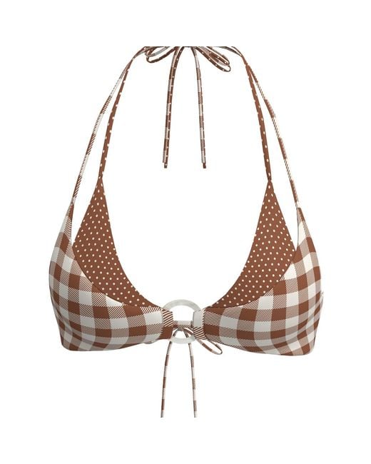 Blackbough Swim Brown Felicia Double-Layer Halter Top Mocha Polka