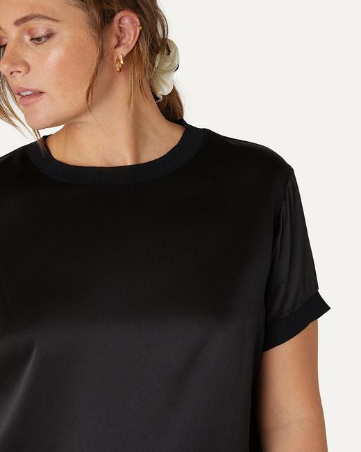 The Summer Edit Black Cloe Silk T-Shirt
