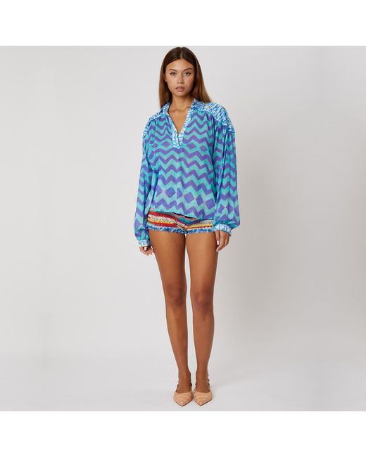 Casa Atelier by Ferdinando Fusco Blue Poseidon Patch Shirt