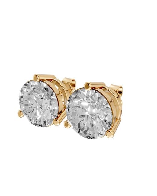 Aya Fine Jewelry Metallic Handcrafted Round Lab Diamond Martini Stud Earrings