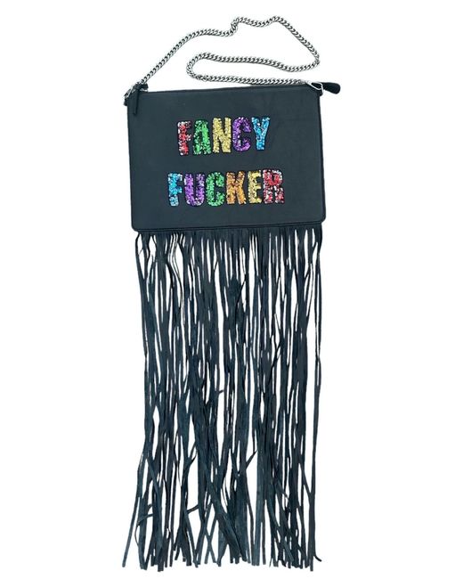 Any Old Iron Blue Fancy Fucker Fringe Large Leather Bag
