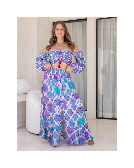 Sophia Alexia Blue Orchid Paradise Fiji Skirt