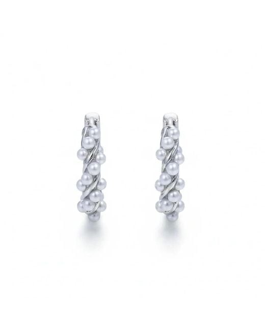 Angel Barocco Blue Twisted Pearl Mini Hoop Earrings