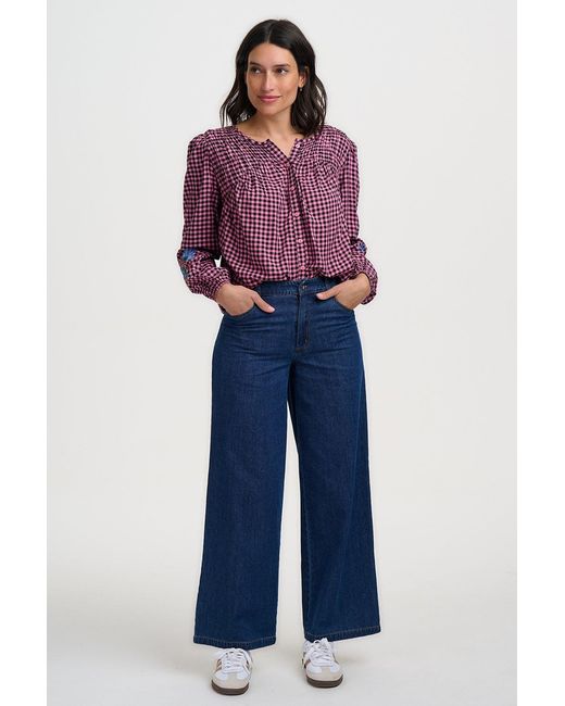 Sugarhill Purple Leah Blouse Rose Gingham Floral Embroidery