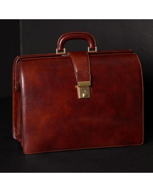 Time Resistance Brown Large Leather Briefcase for men