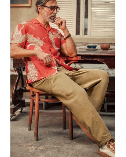 &SONS Trading Co Red Flight Print Shirt for men