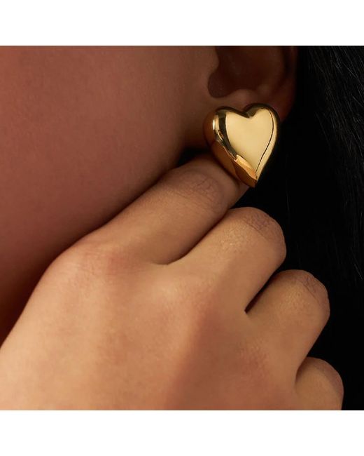 Unaloe Metallic Vermeil-Plated Sterling Heart Stud Earrings – Elegant Love-Inspired Jewelry Gift