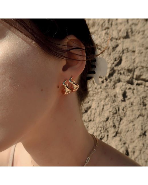 Potoska Metallic Curved Mini Hoop Earrings