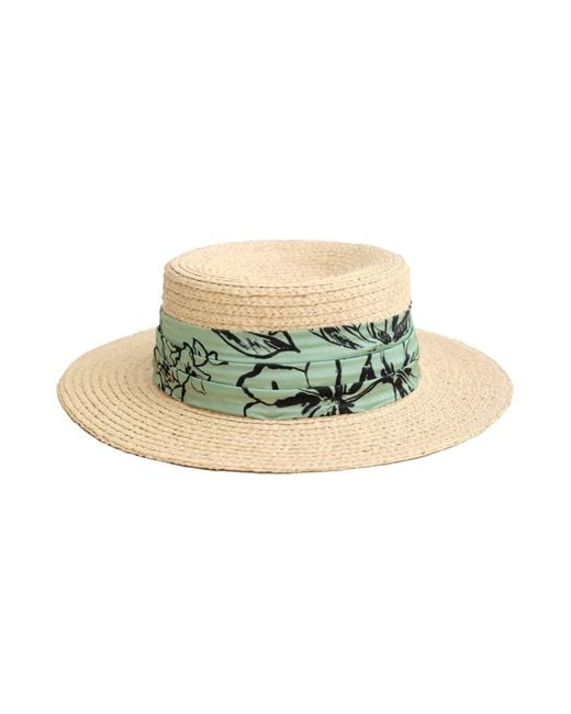 Lost Pattern Green La Isla Straw Hat With Ribbon Band