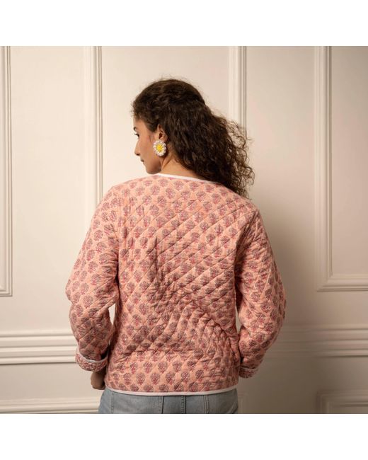 Echo of Pink Pink Fleur Reversible Hand Block Print Cotton Jacket