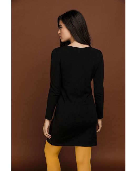 Conquista Black Dress With Faux Leather Detail By Si Fashion