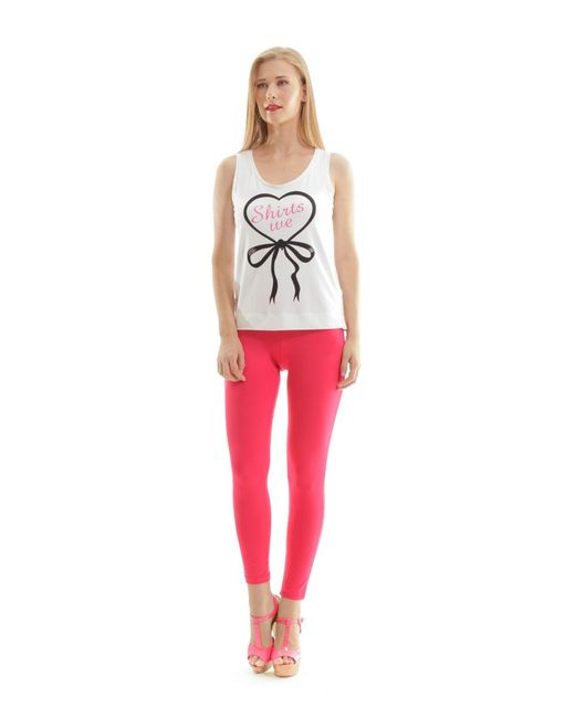 Conquista White Printed Sleeveless Top