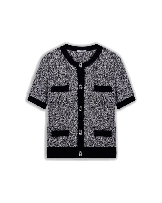 Nocturne Gray Contrast Trim Knit Cardigan