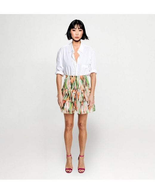 Maxjenny Green Smocked Ruffle Mini Skirt