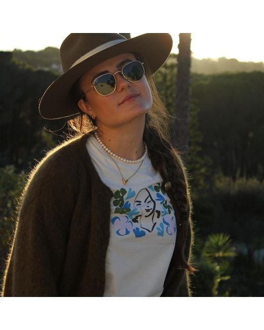 Boutique Kaotique Blue Neutrals Surrounded By Flowers Organic Cotton T-Shirt
