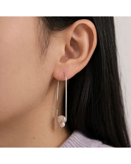 Silver Moon Black Baroque Heart Pearl Sterling Earrings