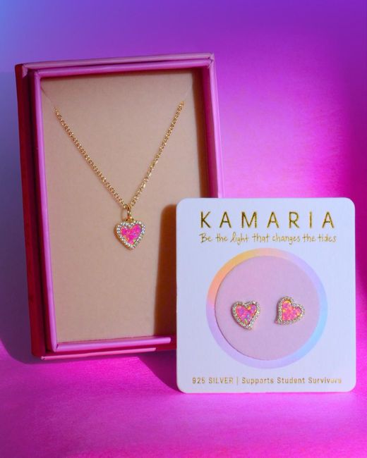 KAMARIA Purple Amore Heart Stud Earrings